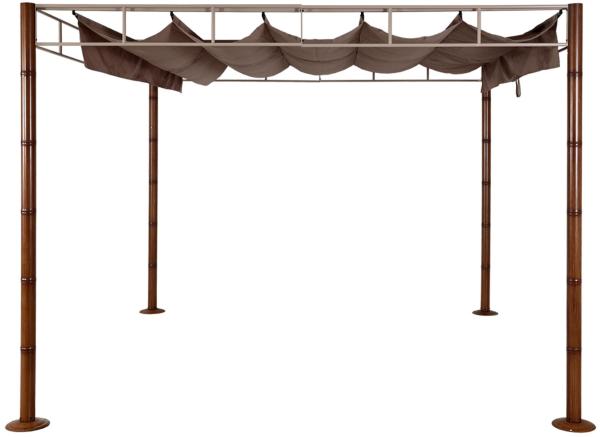 Mendler 'HWC-L42' Pergola, stabiles 7cm-Metall-Gestell taupe / braun, 3x3 m