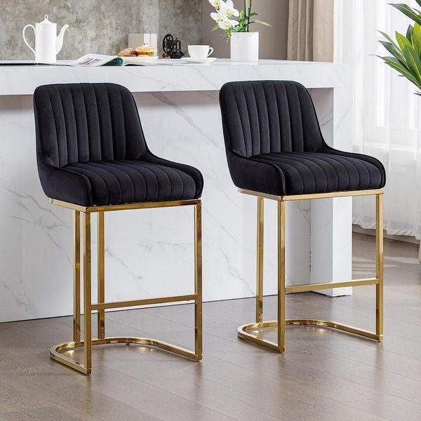 WAHSON OFFICE CHAIRS Barhocker Samt 2/4er Set Küchenhocker mit Lehne