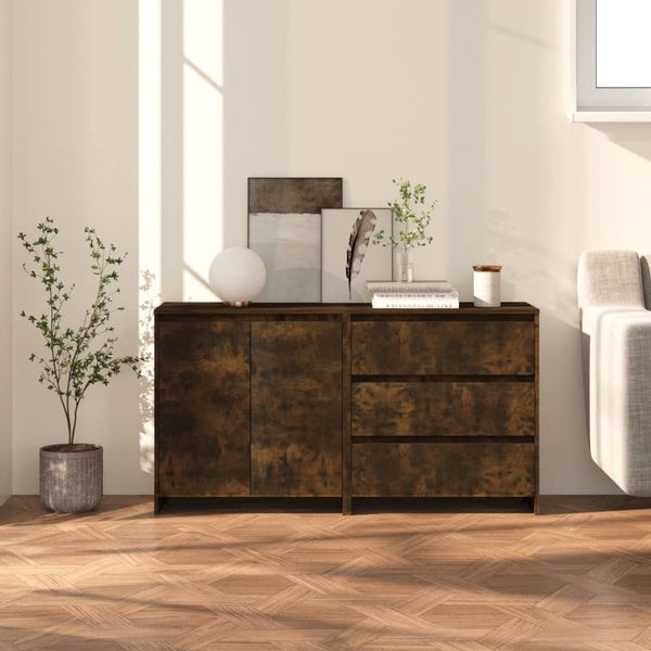 vidaXL 2-tlg. Sideboard Räuchereiche Holzwerkstoff [3098062]