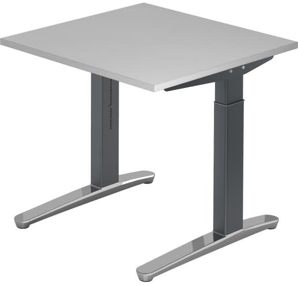 'XB08' Schreibtisch, C-Fuß, 80x80 cm, Grau/Graphit, poliert Bild 1