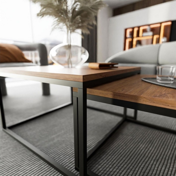 Lookway Couchtisch Yoshi 2in1 mit Tischplatte in natürlicher Holzfarbe (2er-Set), Breite: 70 cm und 60 cm Bild 3