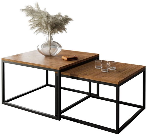 Lookway Couchtisch Yoshi 2in1 mit Tischplatte in natürlicher Holzfarbe (2er-Set), Breite: 70 cm und 60 cm Bild 1