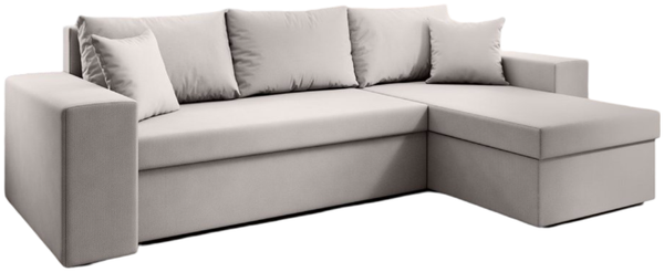 Designer Sofa Denver mit Schlaf- und Klappfunktion Stoff Beige Rechts