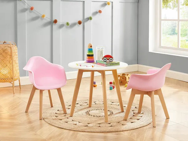 Vente-unique - LOULOUNE Esstisch Holz, Platte BeigeWeiß - B 60 cm x H 51 cm x L 60 cm