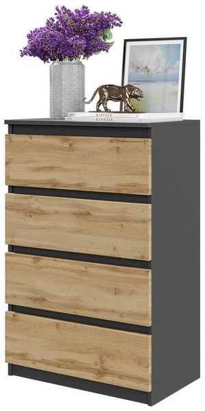 Furnica Kommode GABRIEL 4 Schubladen - Anthrazit Grau H92cm B60cm T33cm
