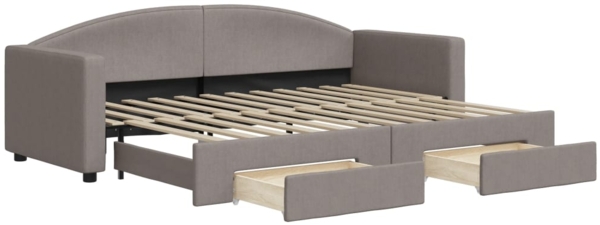 vidaXL Tagesbett Ausziehbar mit Schubladen Taupe 80x200 cm Stoff 3197222
