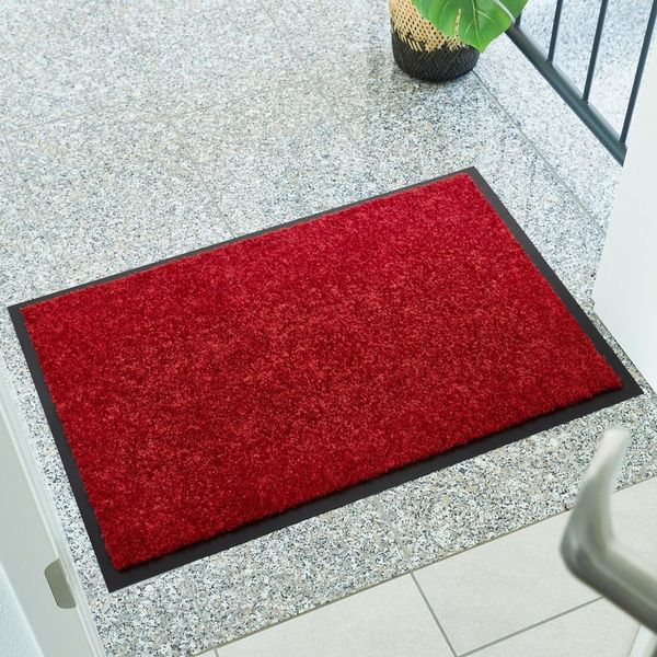 Andiamo 'Super Wash & Clean' Fußmatte, Made in Belgium, rechteckig, Höhe: 7 mm, rutschhemmend, waschbar, Rot, 90 x 120 cm (Rechteckig)