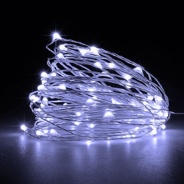 Jsdoin Lichterketten Batterie,5m 50LEDs Draht Lichterkette mit Batterie,Klein Innen Lichterkette für Tüllrock,Weihnachten,Schlafzimmer,Party, Hochzeit,Baumdekoration (Kaltweiß, 4 Pcs 5m50leds)