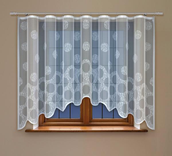 HAFT Gardine KREISE, halbtransparent, Jacquard-Stoff, Kräuselband, Store