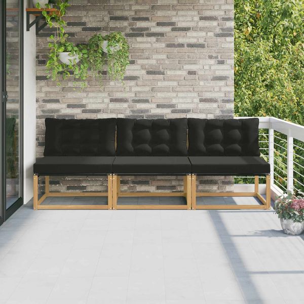 vidaXL Outdoor Mittelsofa Massives Akazienholz und Textilene Weiß 901651