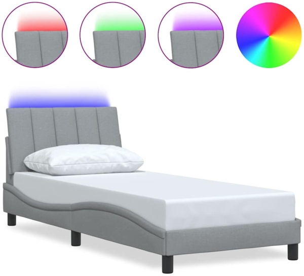 vidaXL Bettgestell ohne Matratze "Hanko" Hellgrau 90x200 cm Stoff 3310433