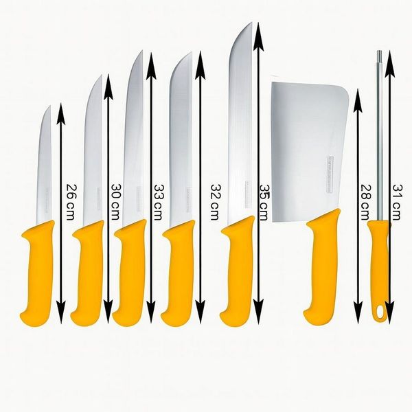 HOOZ Messer-Set Fleischmesser 7er Set aus Edelstahl mit Wetzstahl (7-tlg)