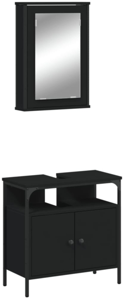 vidaXL 2-tlg. Badmöbel-Set Schwarz Holzwerkstoff 3214775