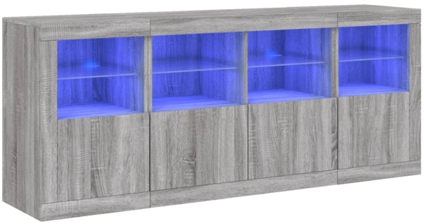 vidaXL Sideboard mit LED-Leuchten Grau Sonoma 163x37x67 cm 3209077