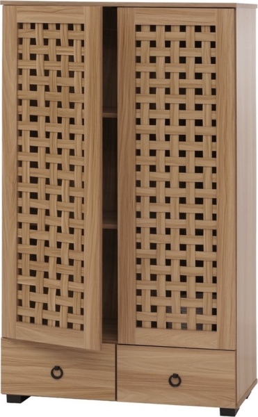 MCW Hochschrank MCW-N87-WS Schrank mit zwei Türen im 3D-Flecht-Design