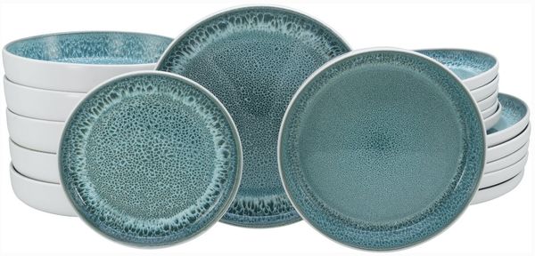 OTTO home Teller-Set modernes Teller Set, Service Novalee (18-tlg), 6 Personen, Steinzeug, hohe Haltbarkeit, spülmaschinen- & mikrowellengeeignet, Reaktivglasur