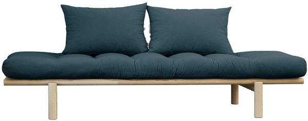 KARUP DESIGN PACE Futonsofa Gestell Natur Matratze Petrol Blau