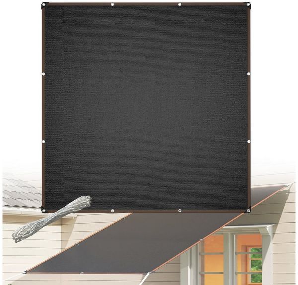 FIVMEN Sonnensegel Zaun Sichtschutz Windschutz aus HDPE Sonnenschutz mit Seilen Anthrazit, (3m Breite), Rechteckig UV-Schutz 95% Winddurchlässig für Garten Terrasse Balkon