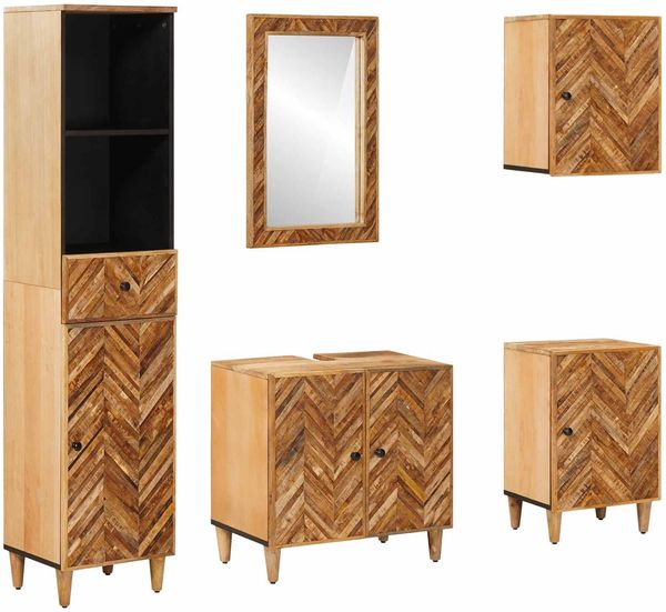 vidaXL Badezimmerschrank-Set mit Schubladen 5 pcs Massivholz Mango 3310180