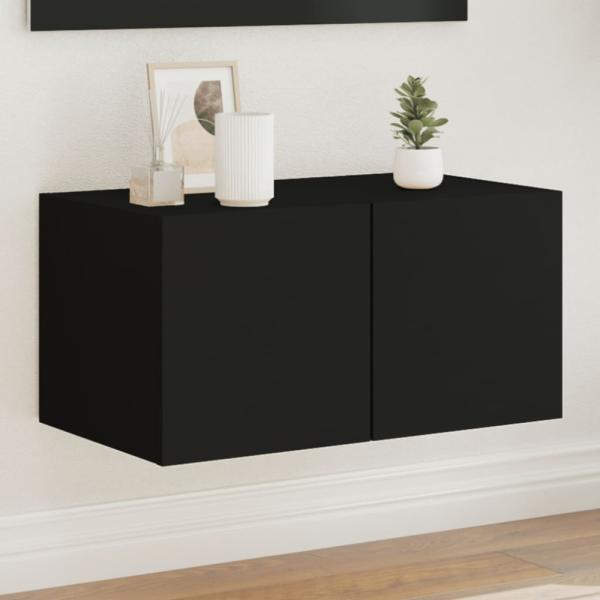 vidaXL TV-Wandschrank mit LED-Leuchten Schwarz 60x35x31 cm 837269