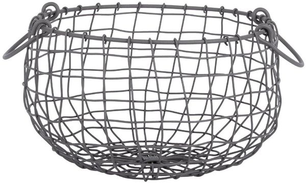 esschert design Dekokorb Draht Korb -MITTEL- rund Ø 26 cm Griffe Dekoration (1 x Drahtkorb)