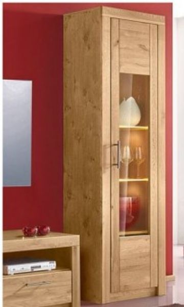 Vitrinenschrank, wildeiche teilmassiv, geölt, ca. 52x191 cm