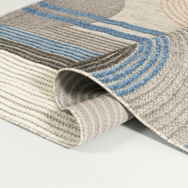 Mazovia Designteppich In-Outdoor-Teppich Geometrisch Balkon, Terrasse, Patio, Pavillon, 80 x 150 cm, Wasserdicht