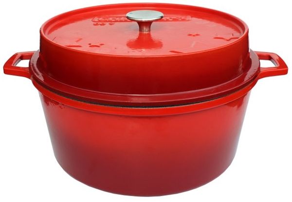 Grillfürst emaillierter Dutch Oven ohne Füsse DO9 - rot