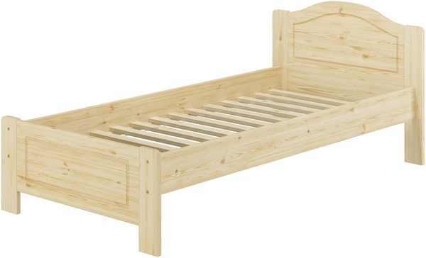 Massivholzbett Einzelbett Holzbett 90x200 Kiefer unbehandelt mit Zubehör V-60.37N-09Rollrost inkl.