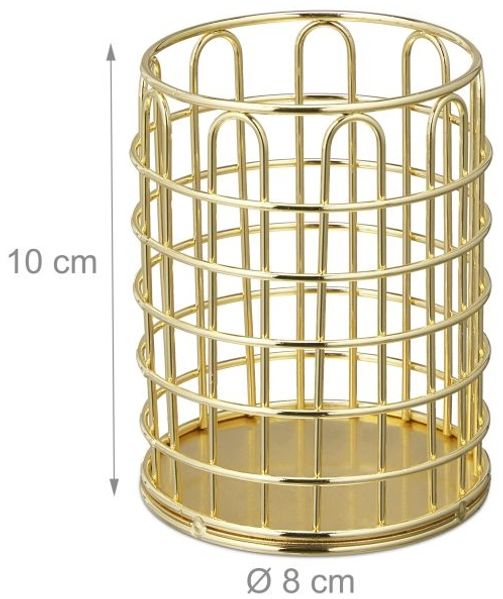 Relaxdays 10 x Stiftehalter Metall rund gold Bild 4