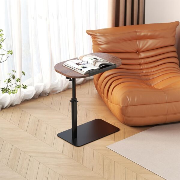 GarveeLife Beistelltisch Holz Klein Couchtisch Sofatisch c Form Höhenverstellbar Couch Mobiler Kaffeetisch Klein Side Table Laptop Stand Für Wohnzimmer Und Schlafzimmer, 45 x 30 x 40-80CM