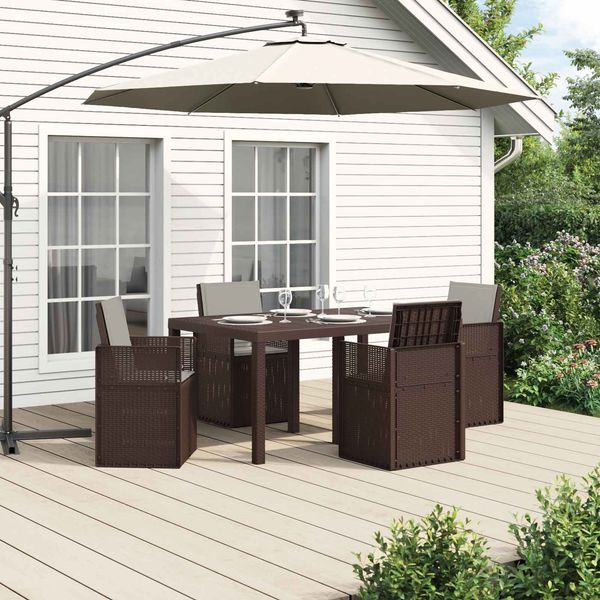 vidaXL Garten Essgruppe mit Kissen 5 pcs Braun und Hellgrau PP 3430062