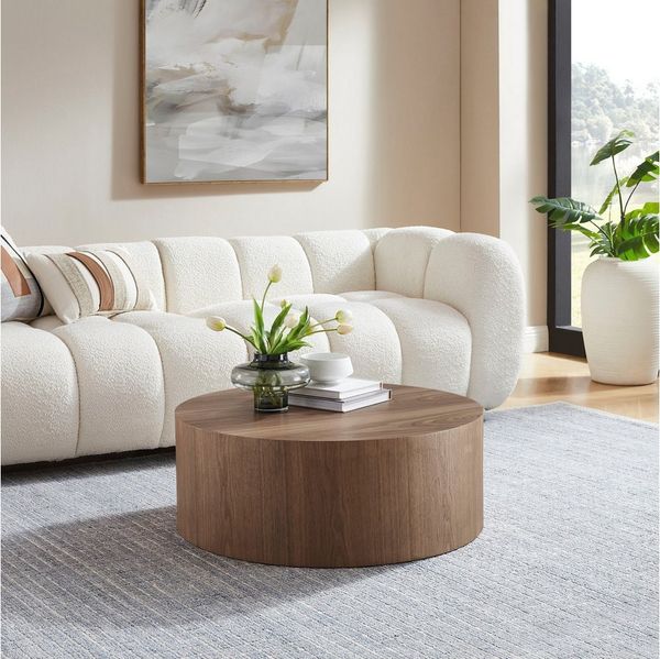 SalesFever Couchtisch Design-Couchtisch für stilvolles Wohnen, Ø 80 cm (1-St), Stilvoller & moderner Holztisch mit Echtholzfurnier