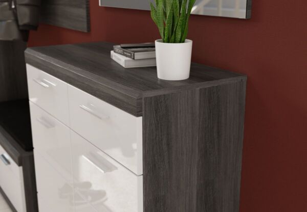 Garderobe Set Shawn weiß Hochglanz und Rauchsilber grau 5-tlg Bild 4