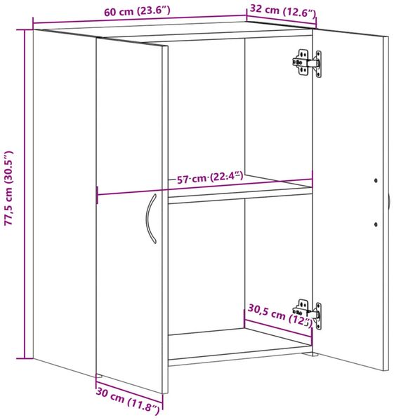 vidaXL Aktenschrank Betongrau 60x32x77,5 cm Holzwerkstoff 840768 Bild 10