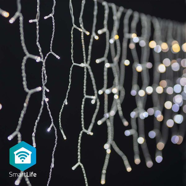 NEDIS SmartLife Weihnachtsbeleuchtung Eiszapfen Wi-Fi Warm bis kühlen weiß 400 LED's 8.00 m Android™ / IOS