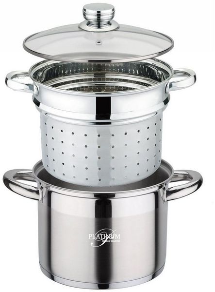 Pasta Nudel Spargel Topf mit Dampfgareinsatz Platinum Edelstahl 3-tlg. PL-10016