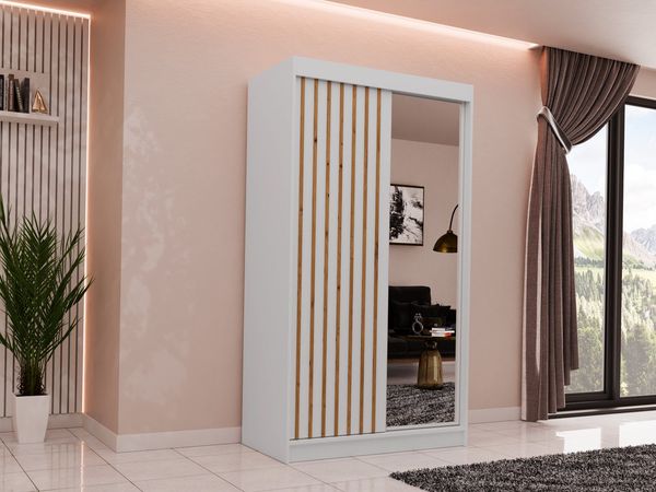Beautysofa Kleiderschrank Helix (Garderobe mit Scharniertüren, mit Spiegel, schwarzes / weißes / graues / artisan) mit Lamellen