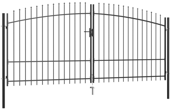 vidaXL Doppelflügel-Gartentor mit Speerspitzen 400 x 225 cm 145741