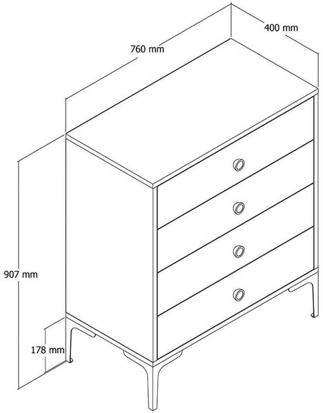 Dmora Kommode Molly, Mehrzweckkommode, Schlafzimmerkommode, Schrank mit Schubladen, 76x40h91 cm, Walnuss und Anthrazit Bild 3