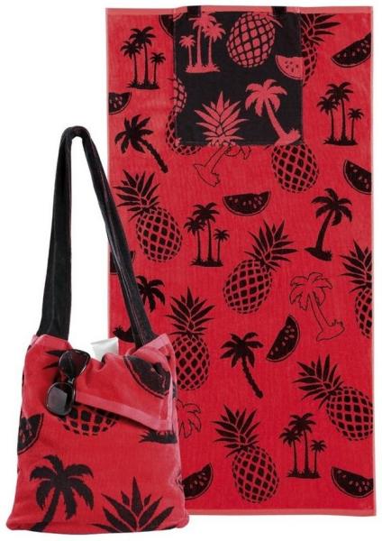 Delindo Lifestyle Strandtuch Strandtuch mit Schultertasche, Frottier (1-St), 2in1