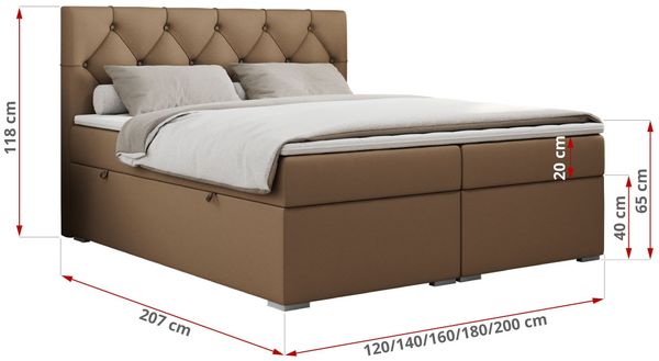 Boxspringbett, Bett, Polsterbett, zwei Bettkästen - ALDA - 200x200cm - Braun Kunstleder - H4 Bild 5