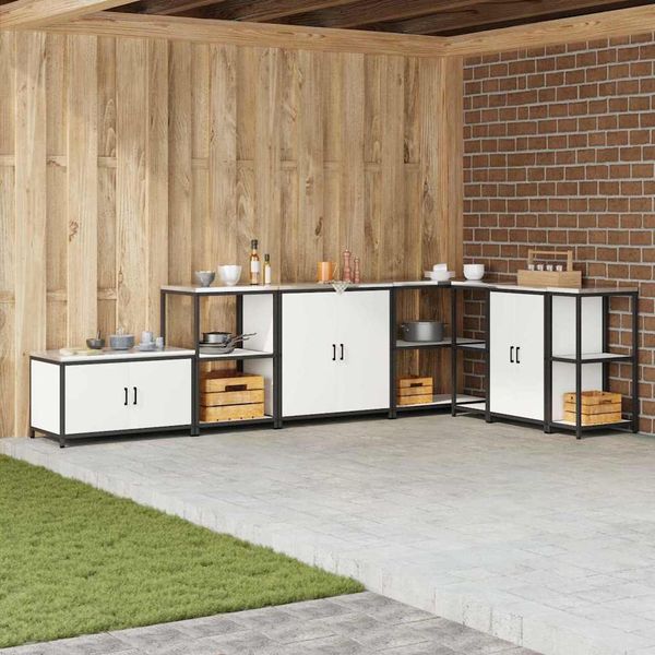 Küchenaufbewahrung, BuffetSchrank mit Regal Weiß 60x50x92 cm Stahl