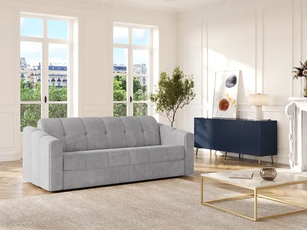 Vente-unique - DARIELO Sofa Stoff Grau - B 223 cm95 cm x H 90 cm x L 190 cm