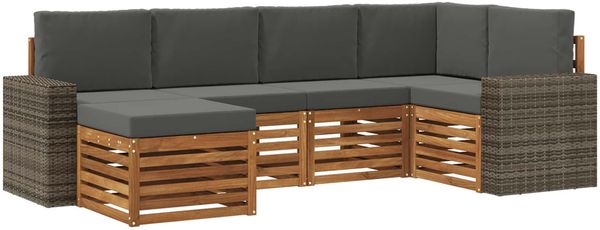 vidaXL Ecksofa Set mit Kissen 6 pcs Natur und Anthrazit 3384578 Bild 2