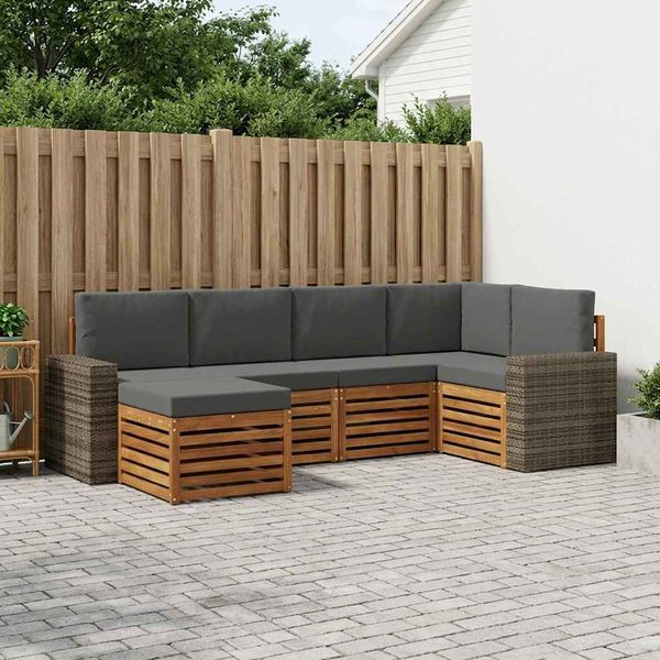 vidaXL Ecksofa Set mit Kissen 6 pcs Natur und Anthrazit 3384578