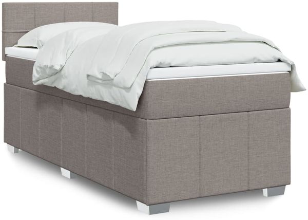 vidaXL Boxspringbett mit Matratze Taupe 90x200 cm Stoff 3289255