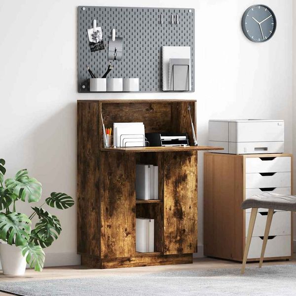vidaXL Schreibtisch mit Regal Geräucherte Eiche 71.5 x 31.5 x 106.5 cm 869486