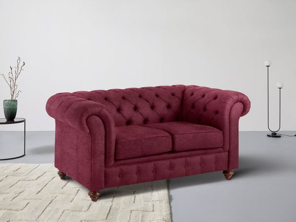 Home affaire Chesterfield-Sofa Chesterfield 2-Sitzer B/T/H: 150/89/74 cm, mit hochwertiger Knopfheftung, auch in Leder