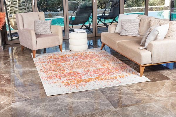 Livabliss Teppich SYRACUSA, rechteckig, Höhe: 11 mm, Kurzflor Orientteppich, Wohnzimmer, Schlafzimmer, Orange